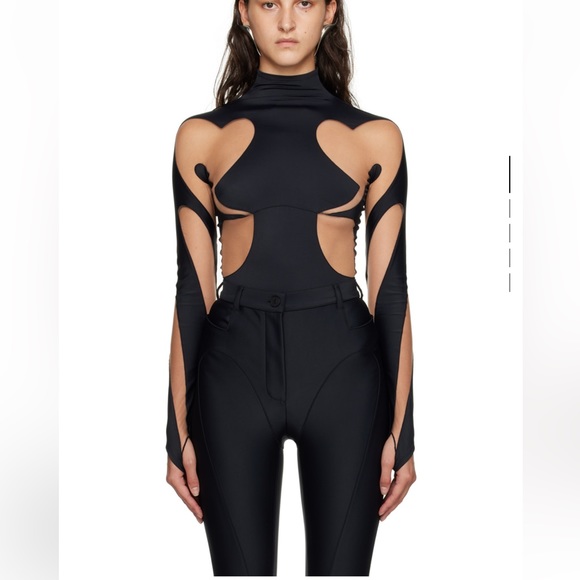 MUGLER rodeo, Black hearts 🖤 cut out bodysuit with sheer mesh panels, lu… - Picture 7 of 16